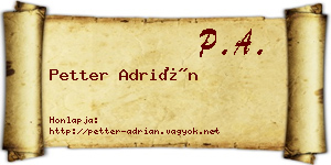 Petter Adrián névjegykártya